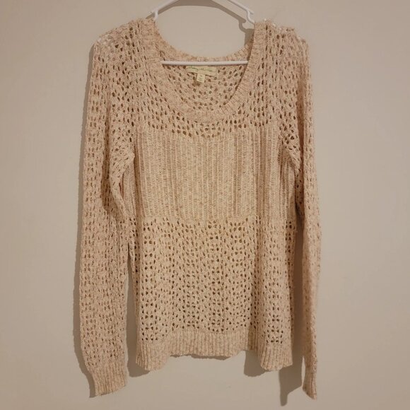 Anthropologie Staring at Stars Womens Sweater Medium Open Knit Cream Granola - Picture 1 of 6